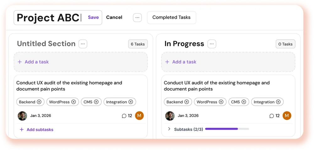 MagicTask project board
