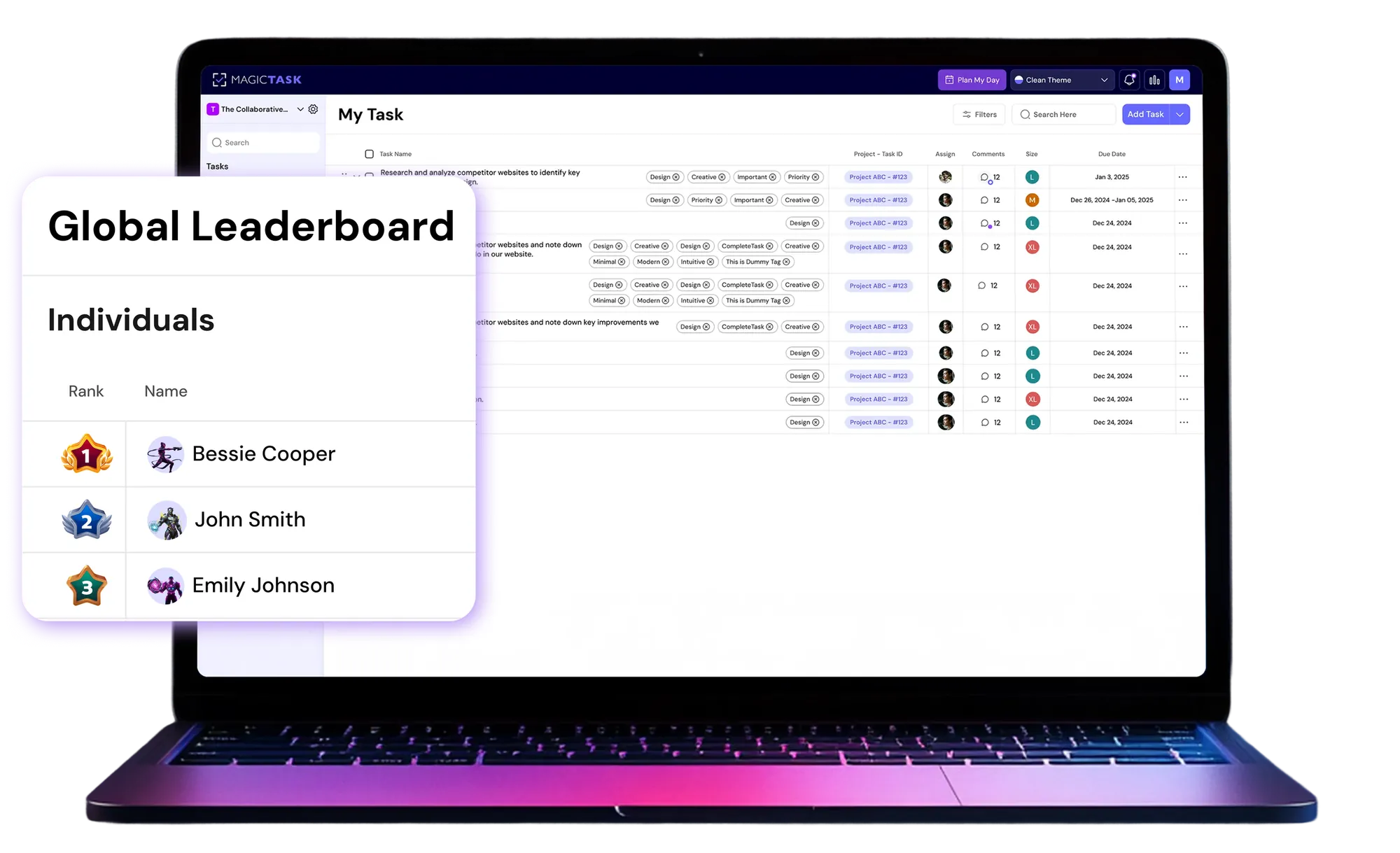 MagicTask workspace showing organization-wide work