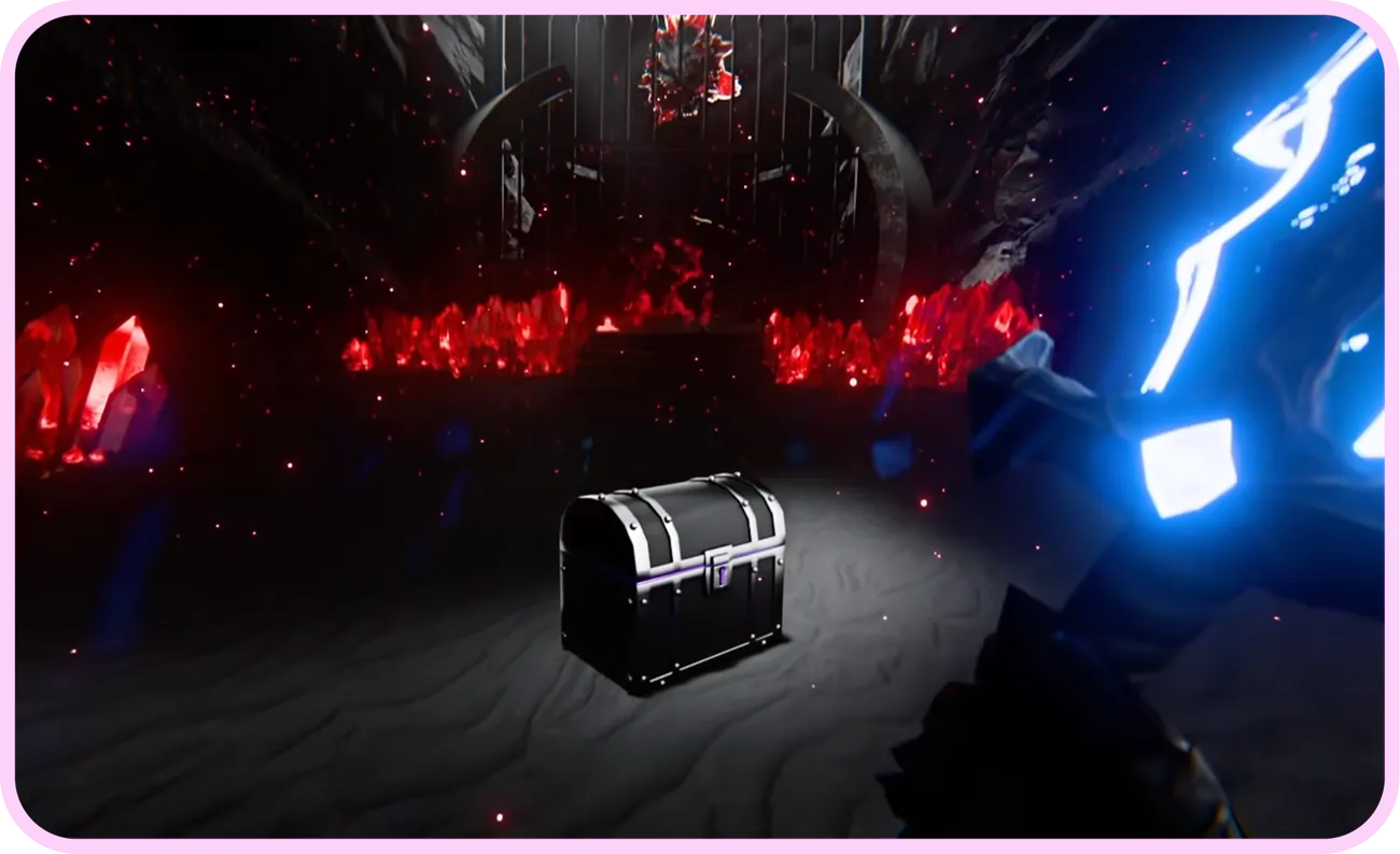 A Dungeon boss encounter with a treasure chest