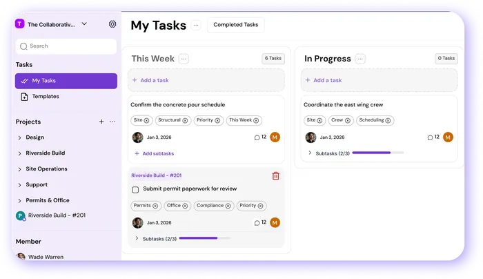 MagicTask construction board view