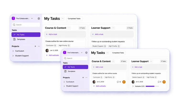 MagicTask board and list views for reassigning team work