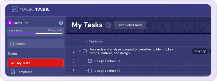 MagicTask task dashboard